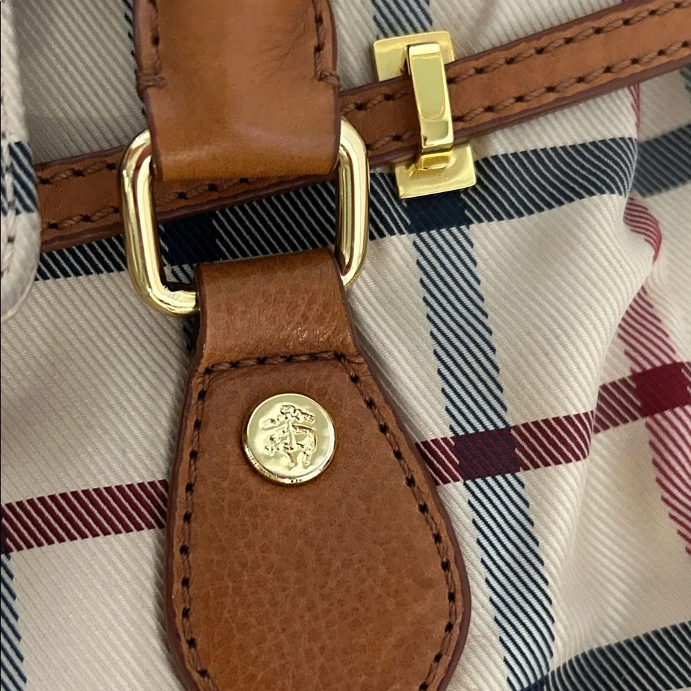 Vintage Brooks Brothers Checkered Satchel in Tan and Brown